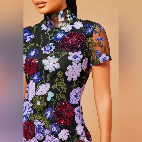 Mini purple sequin dress - Picture 3 of 4